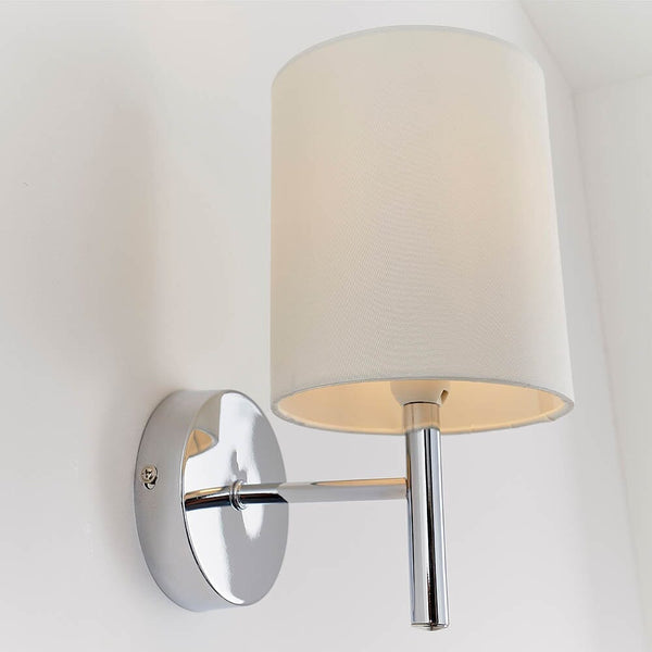 In Stock - Hadleigh Silver Wall Light with Cream Faux Silk Shade 