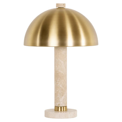 In Stock - Hannah Travertine Marble Table Lamp with Brushed Gold Shade Lighting 