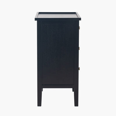 In Stock - Henrik Black 3 Drawer Bedside Table with Gold Handles Furniture 
