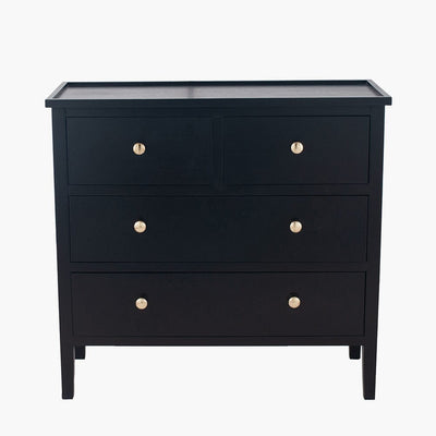 In Stock - Henrik Black 4 Drawer Chest with Gold Handles Furniture 
