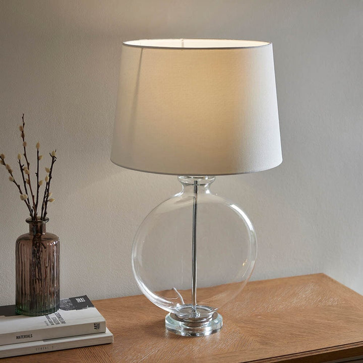 In Stock - Hiero Glass & Silver Table Lamp Lighting 