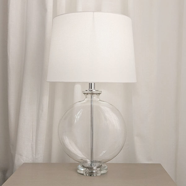 In Stock - Hiero Glass & Silver Table Lamp Lighting 