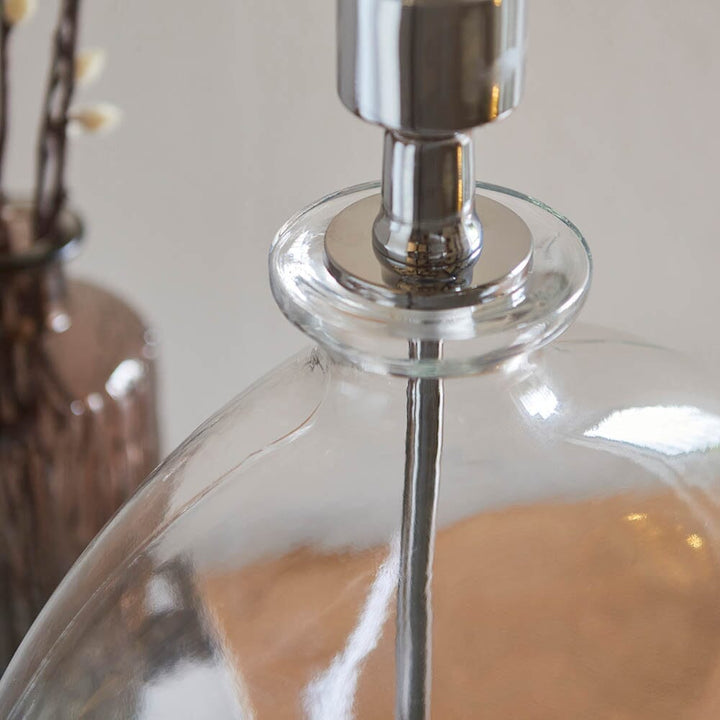 In Stock - Hiero Glass & Silver Table Lamp Lighting 