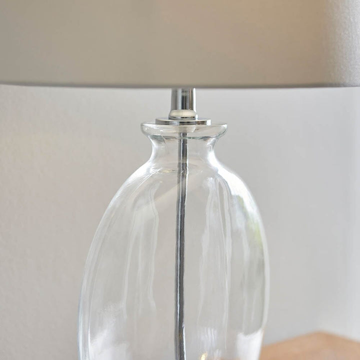 In Stock - Hiero Glass & Silver Table Lamp Lighting 