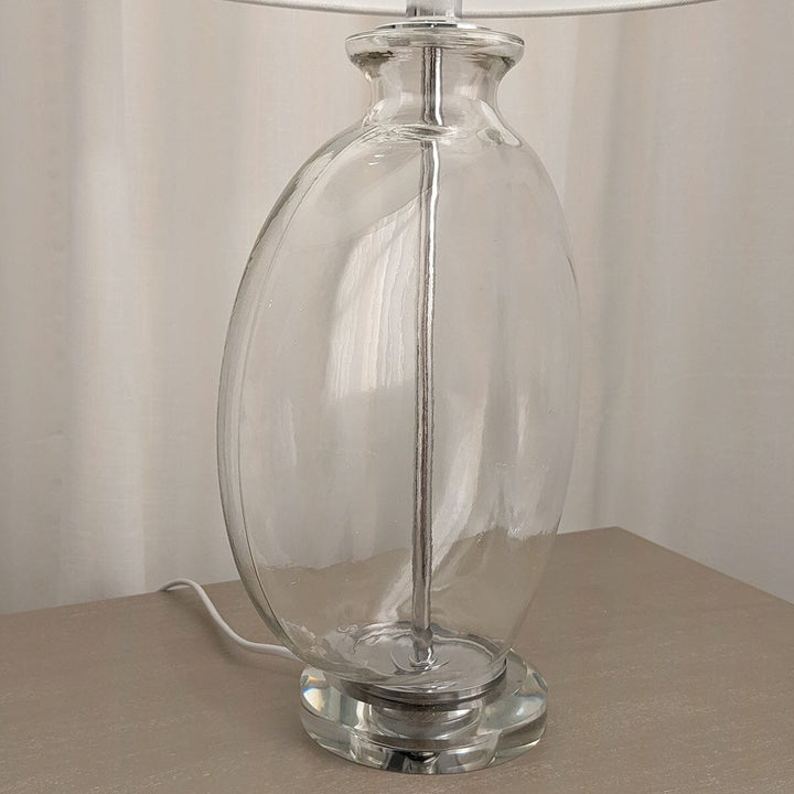 In Stock - Hiero Glass & Silver Table Lamp Lighting 