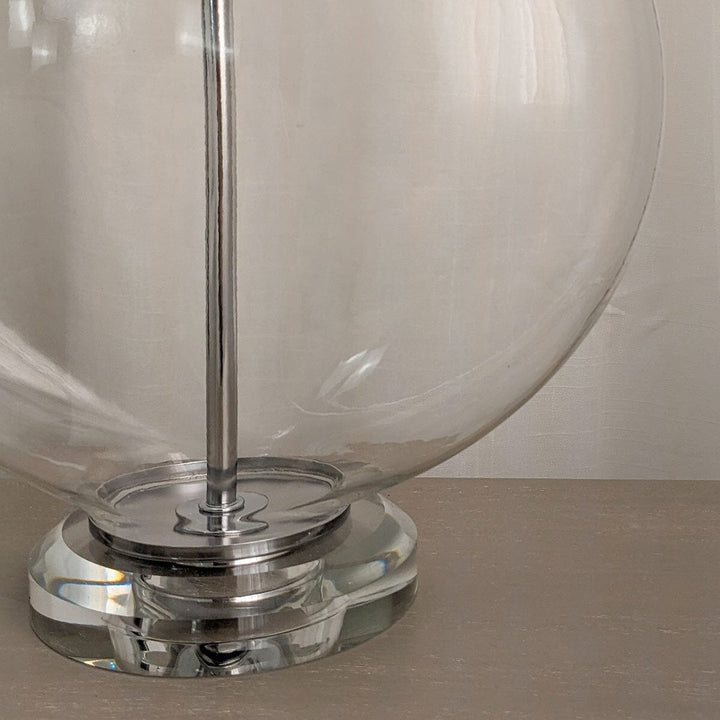 In Stock - Hiero Glass & Silver Table Lamp Lighting 