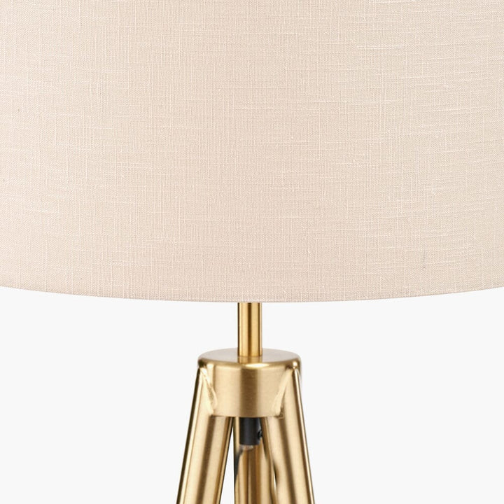 In Stock - Houston Gold Metal & Brown Wood Tripod Floor Lamp 