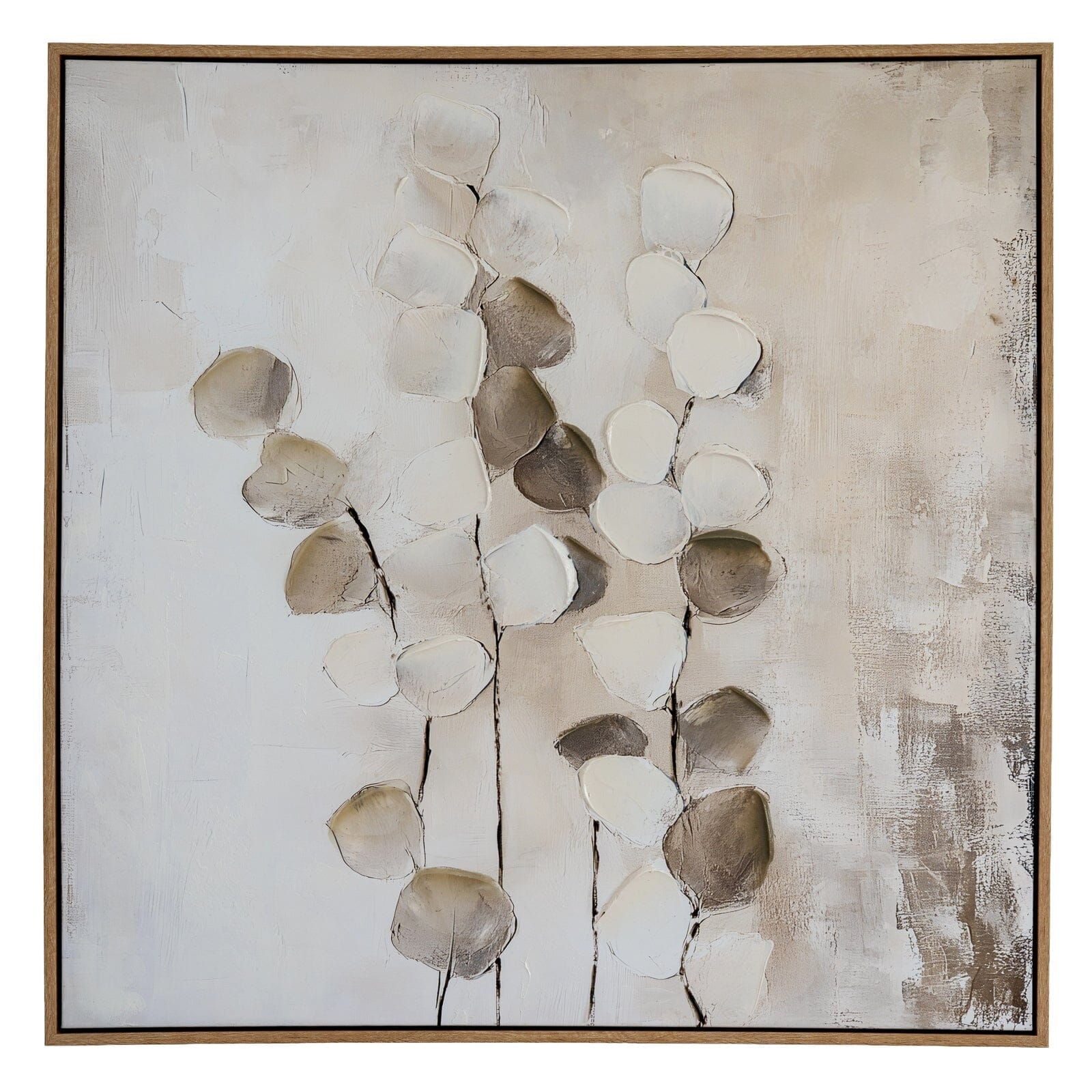 In Stock - Ila Neutral Leaf Print Framed Canvas Wall Art 