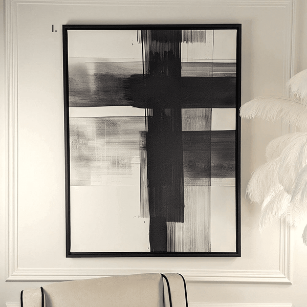 In Stock - Jackson Large Monochrome Framed Canvas Wall Art I - 100 x 75cm Accessories 