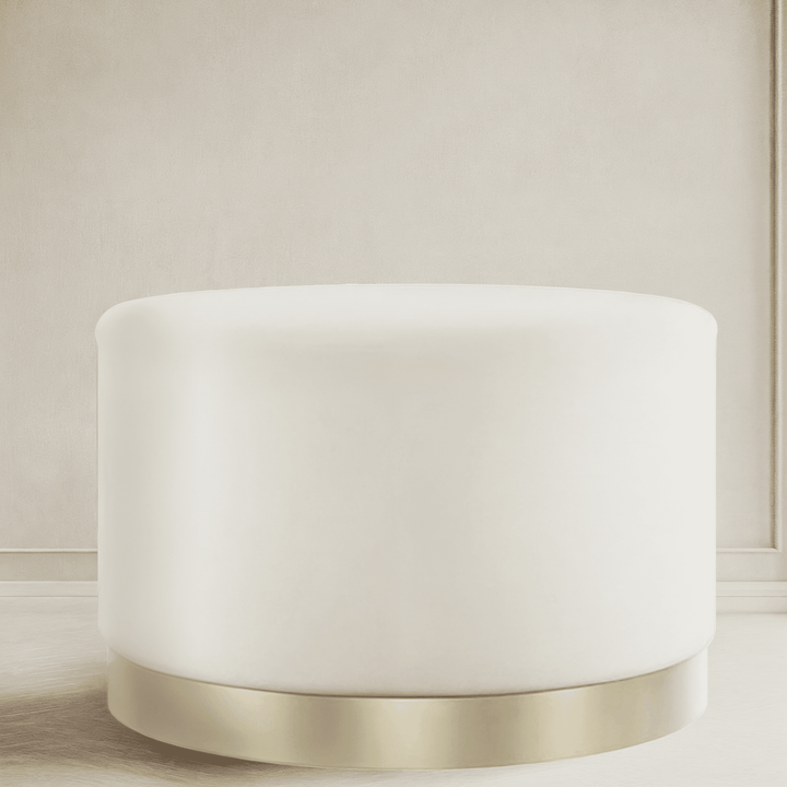 In Stock - Jaycee Cream & Gold Large Round Stool 