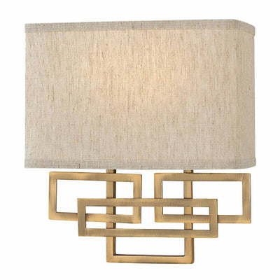 In Stock - Jennifer Brushed Brass 2 Light Wall Light with Linen Shade Lighting 