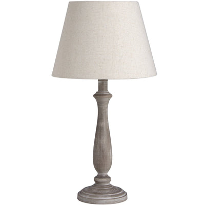 In Stock - Kenwood Washed Wood Table Lamp with Neutral Shade Lighting 
