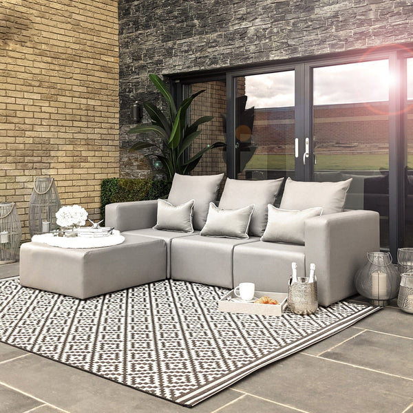 In Stock - Kos Luxury Flint Grey Outdoor Sofa Range Medium Footstool Furniture 