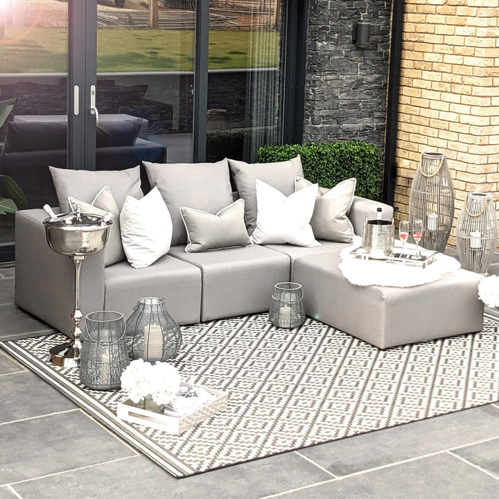 In Stock - Kos Luxury Flint Grey Outdoor Sofa Range Medium Footstool Furniture 