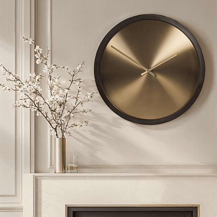 In Stock - Laylani Brass & Black Large Wall Clock Accessories 