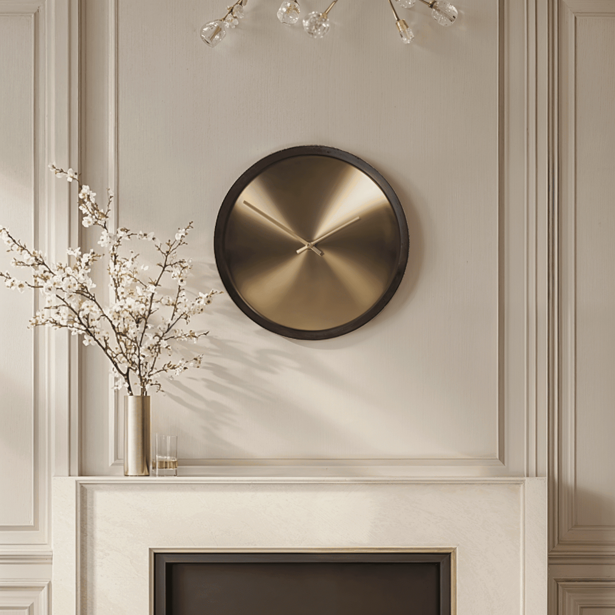 In Stock - Laylani Brass & Black Medium Wall Clock Accessories 