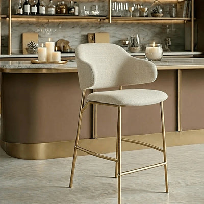 In Stock - Libbie Beige & Gold Bar Stool Furniture 