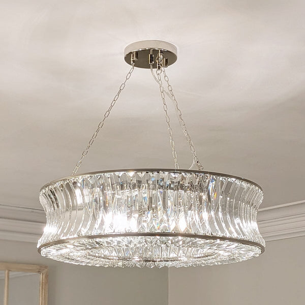 In Stock - Limone Nickel & Glass 6 Light Pendant Ceiling Light 