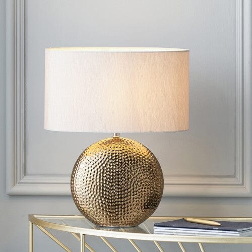 In Stock - Lucinda Bronze Hammered Rounded Table Lamp Lighting 