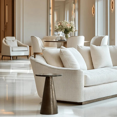 In Stock - Macci Bronze & Dark Marble Round Side Table Furniture 