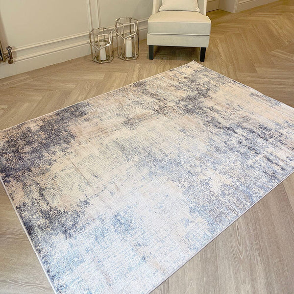 In Stock - Margo Blue & Cream Abstract Rug - 119 x 180cm Textiles 