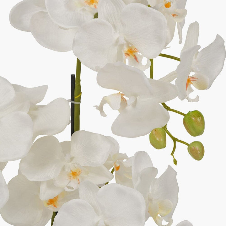 In Stock - Medium White Faux Potted Orchid Decorative Floral 