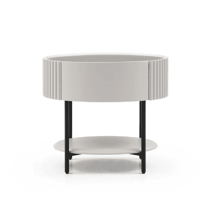 In Stock - Mirabel Beige & Black Luxury Rounded Bedside Table 