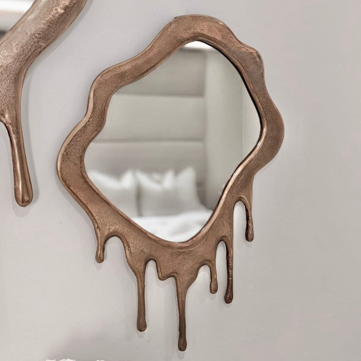 In Stock - Molten Gold Drip Large Abstract Mirror Accessories 