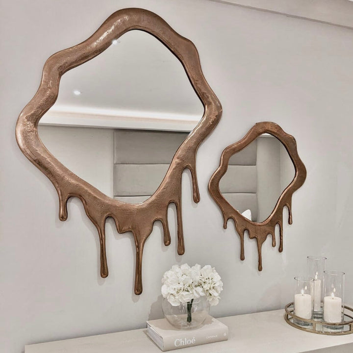 In Stock - Molten Gold Drip Large Abstract Mirror Accessories 