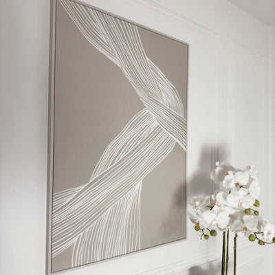 In Stock - Nelly Taupe Abstract Lines Framed Wall Art - II 