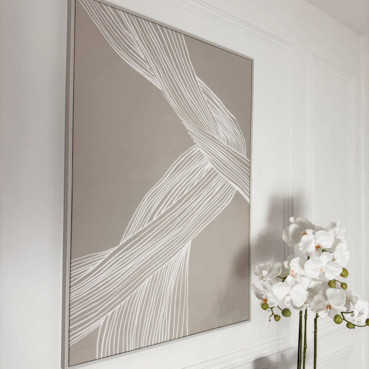In Stock - Nelly Taupe Abstract Lines Framed Wall Art - II 