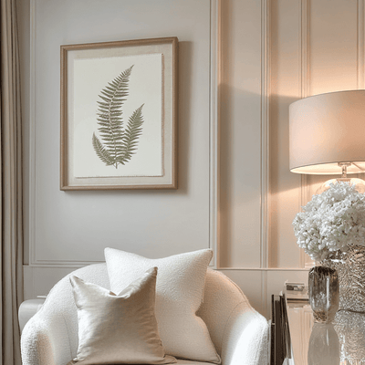 In Stock - Nia Sage Green Fern Leaf Print Framed Wall Art 