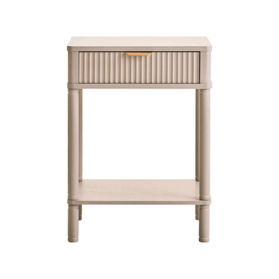 In Stock - Nydia Cream Ribbed 1 Drawer Bedside Table Furniture 