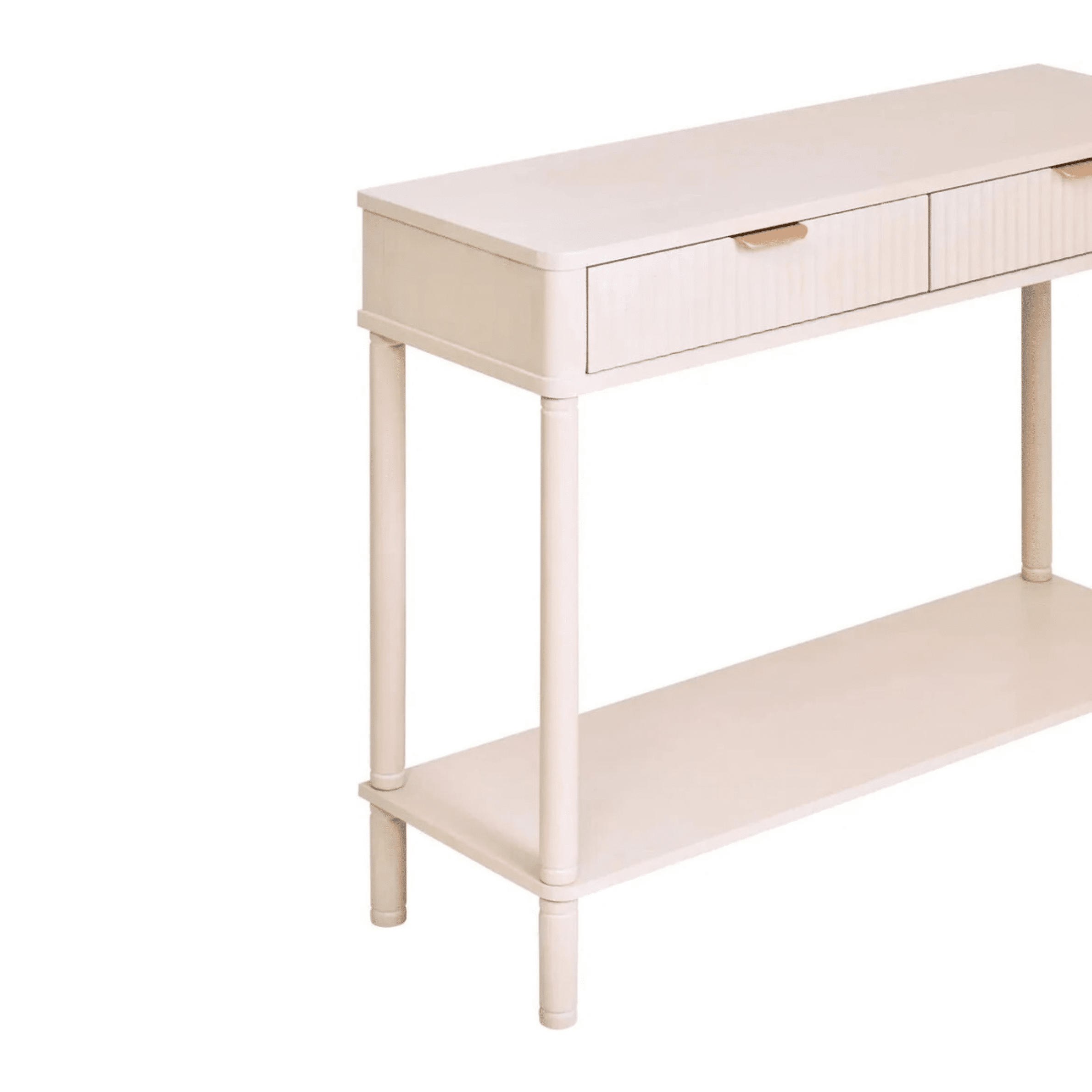 In Stock - Nydia Cream Ribbed 2 Drawer Console Table Furniture 