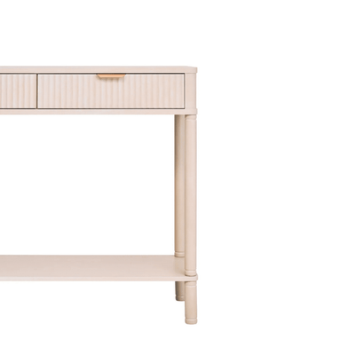 In Stock - Nydia Cream Ribbed 2 Drawer Console Table Furniture 