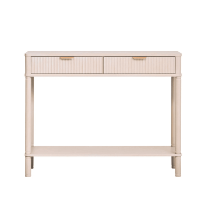 In Stock - Nydia Cream Ribbed 2 Drawer Console Table Furniture 