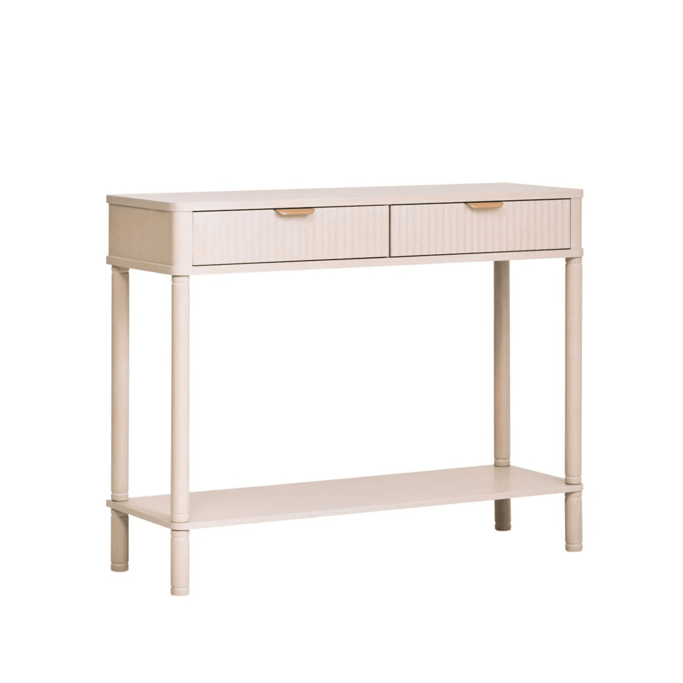 In Stock - Nydia Cream Ribbed 2 Drawer Console Table Furniture 