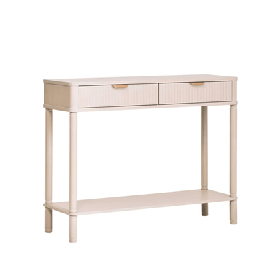 In Stock - Nydia Cream Ribbed 2 Drawer Console Table Furniture 