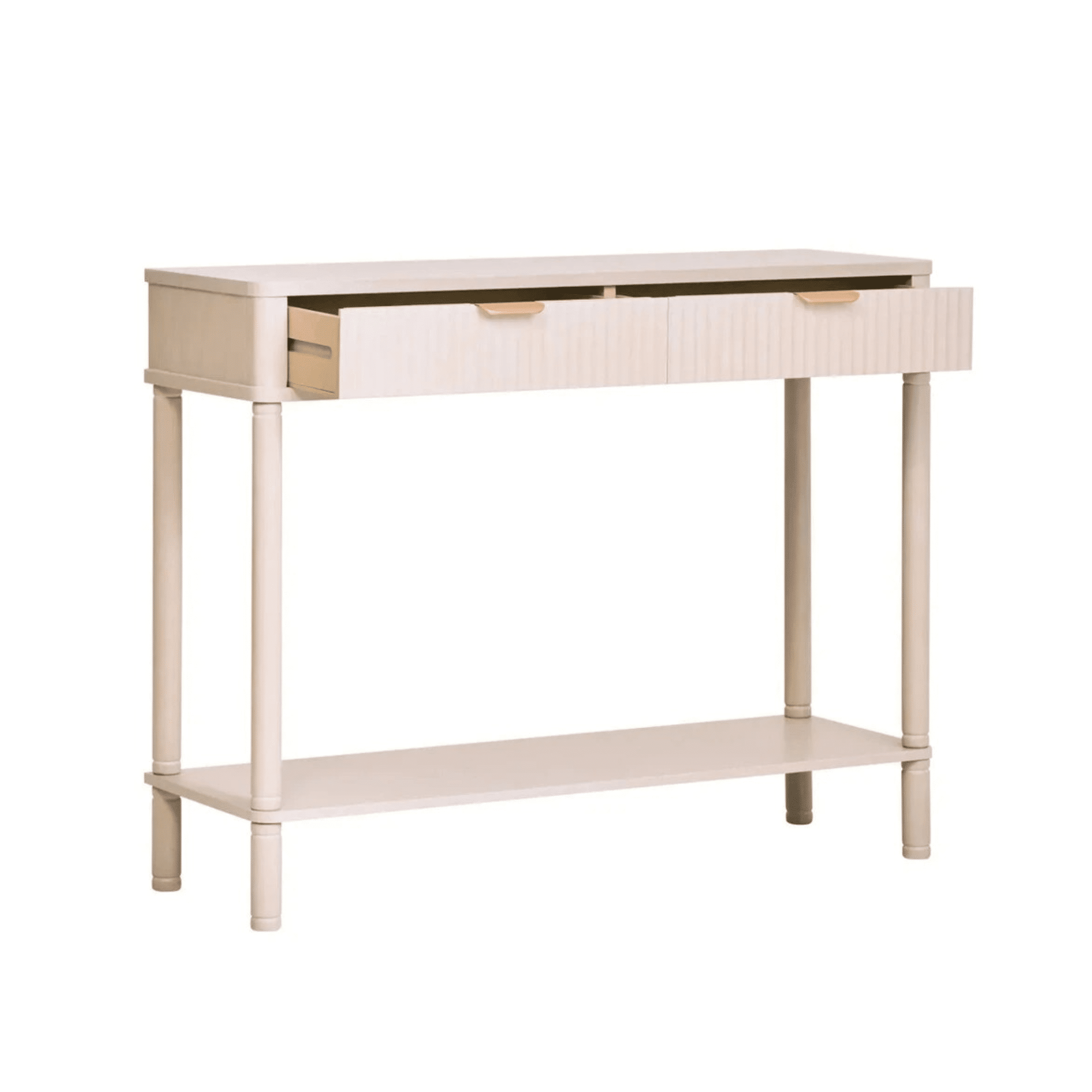 In Stock - Nydia Cream Ribbed 2 Drawer Console Table Furniture 