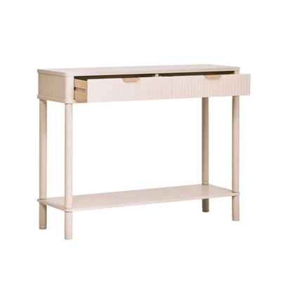 In Stock - Nydia Cream Ribbed 2 Drawer Console Table Furniture 