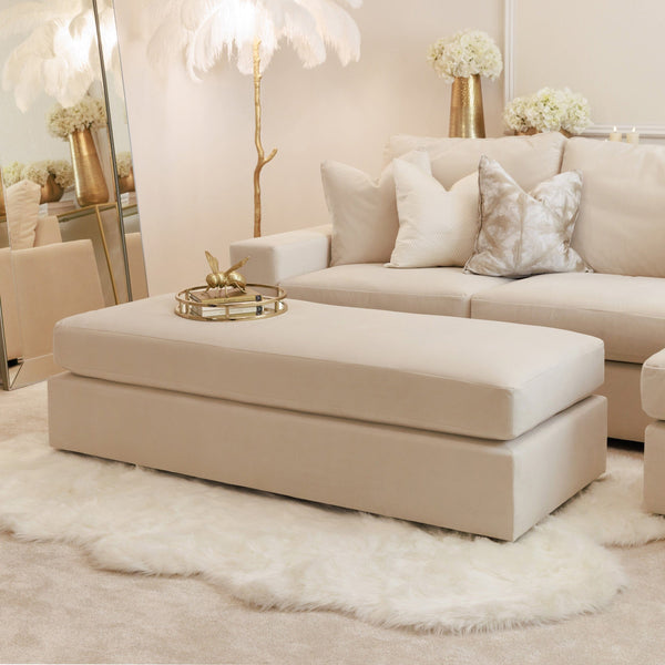 In Stock - Olivia Cream Premium Large Sofa Footstool - Without Studs Sofa 