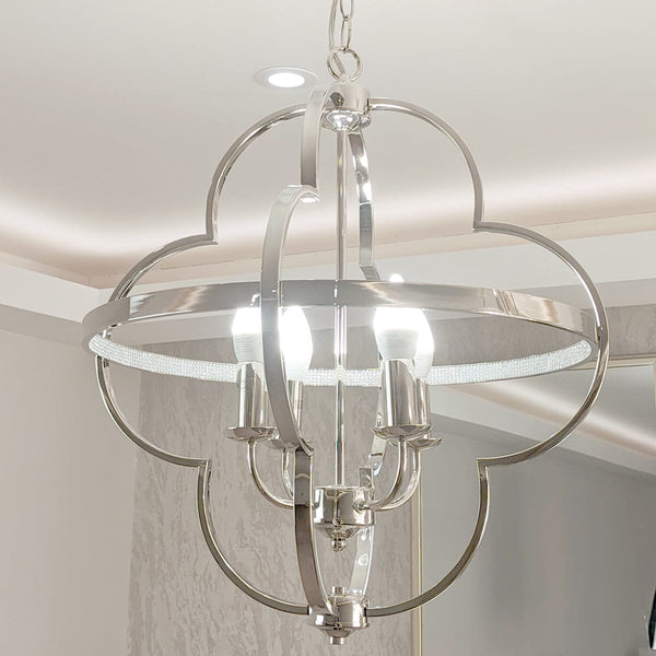 In Stock - Oxley Framed Silver Pendant Ceiling Light 