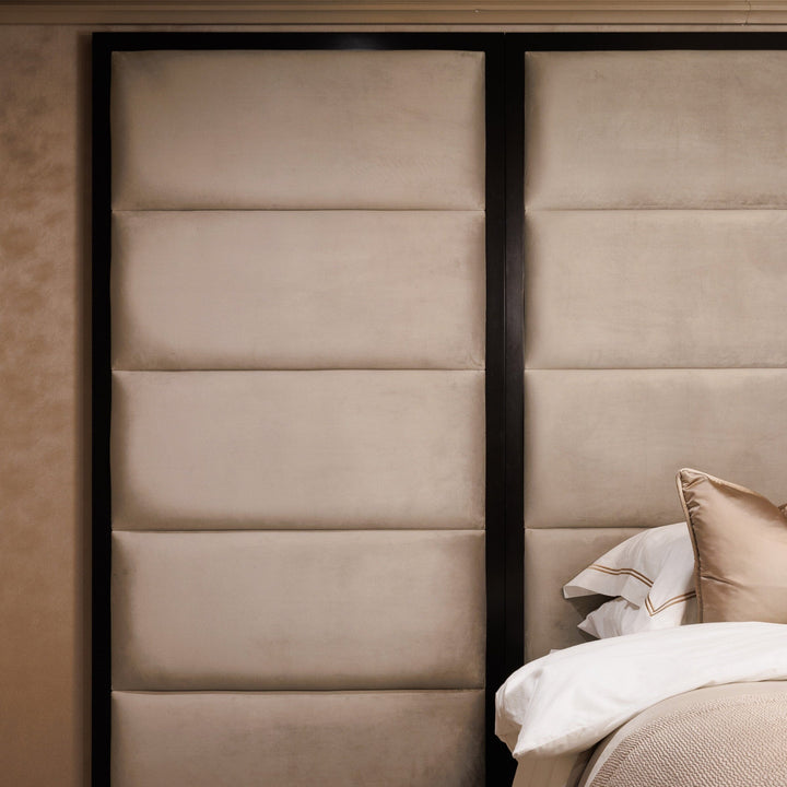 In Stock - Praline Luxury Velvet Chocolate Box Headboard with Wings MTO Beds and Headboards 