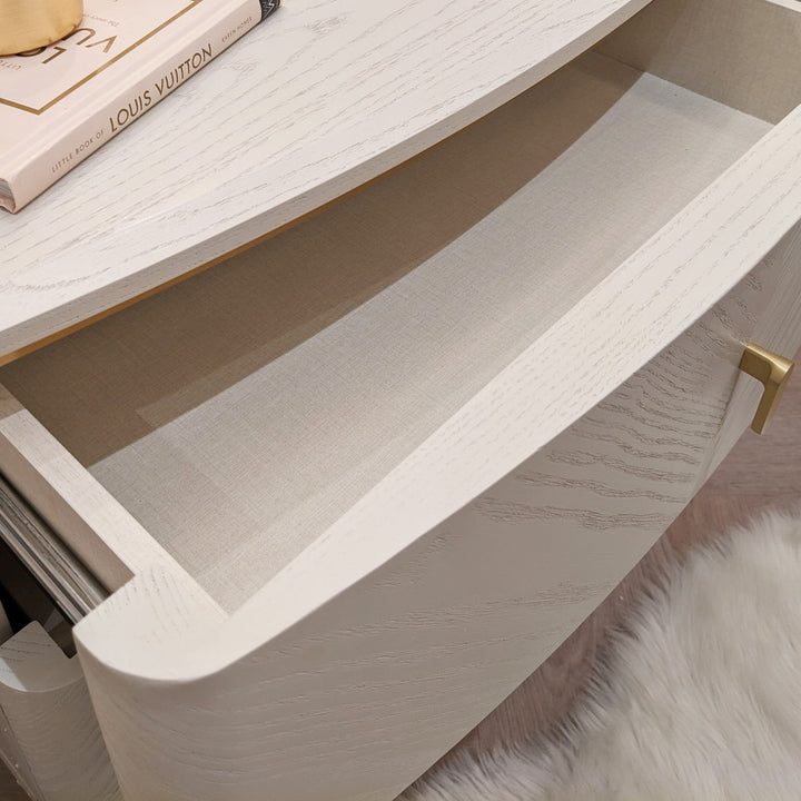 In Stock - Putney Ivory & Gold 2 Drawer Bedside Table 