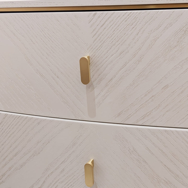 In Stock - Putney Ivory & Gold 2 Drawer Bedside Table 