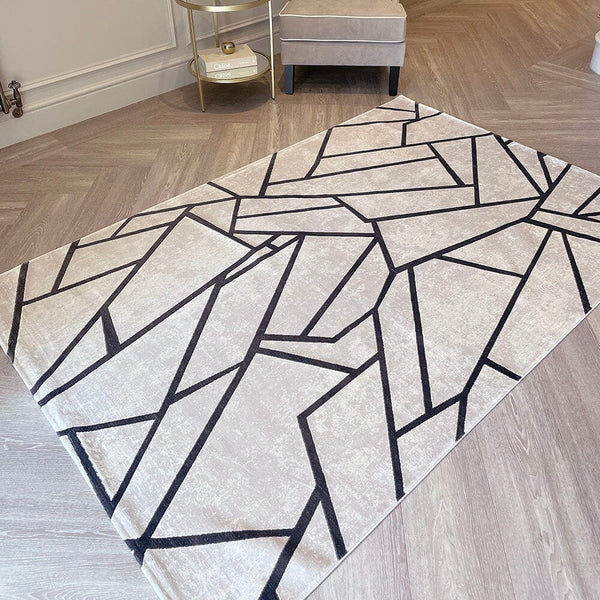 In Stock - Romy Taupe & Chestnut Abstract Patterned Rug - 160 x 230cm Textiles 