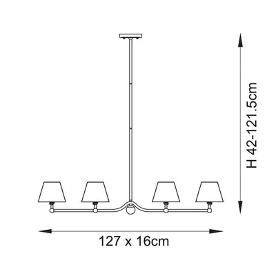 In Stock - Sabrina Brushed Brass 4 Light Linear Pendant Ceiling Light Lighting 