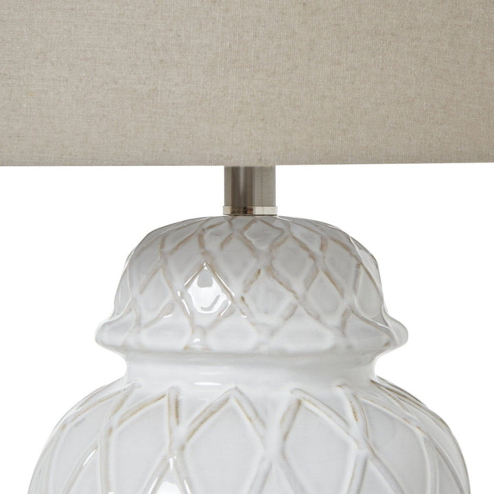 In Stock - Stratford Ceramic Ginger Jar Lamp with Neutral Linen Shade 