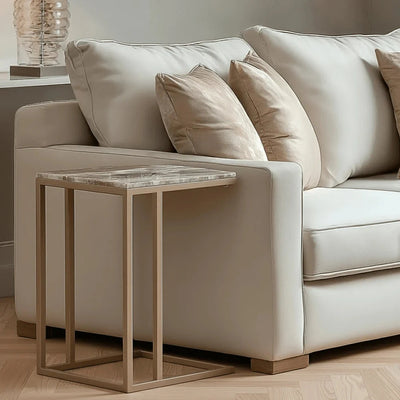 In Stock - Sylvaine Taupe & Marble Sofa Table Furniture 