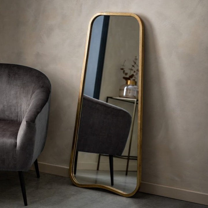 In Stock - Tesora Gold Curved Leaner Mirror - 123cm Accessories 